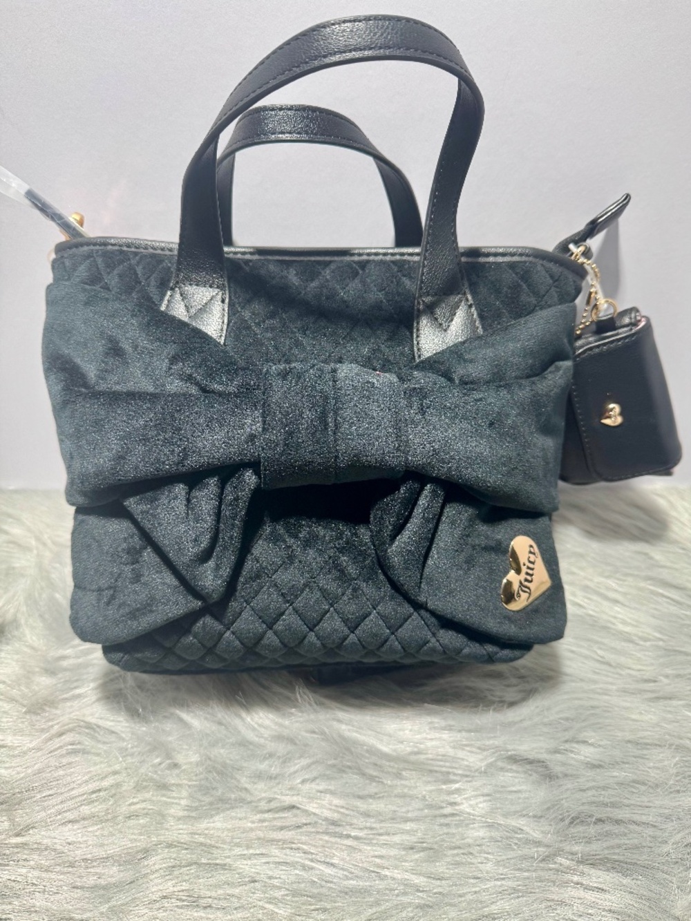 Juicy Couture Black Tied in a bow Tote Bag w/mini wallet